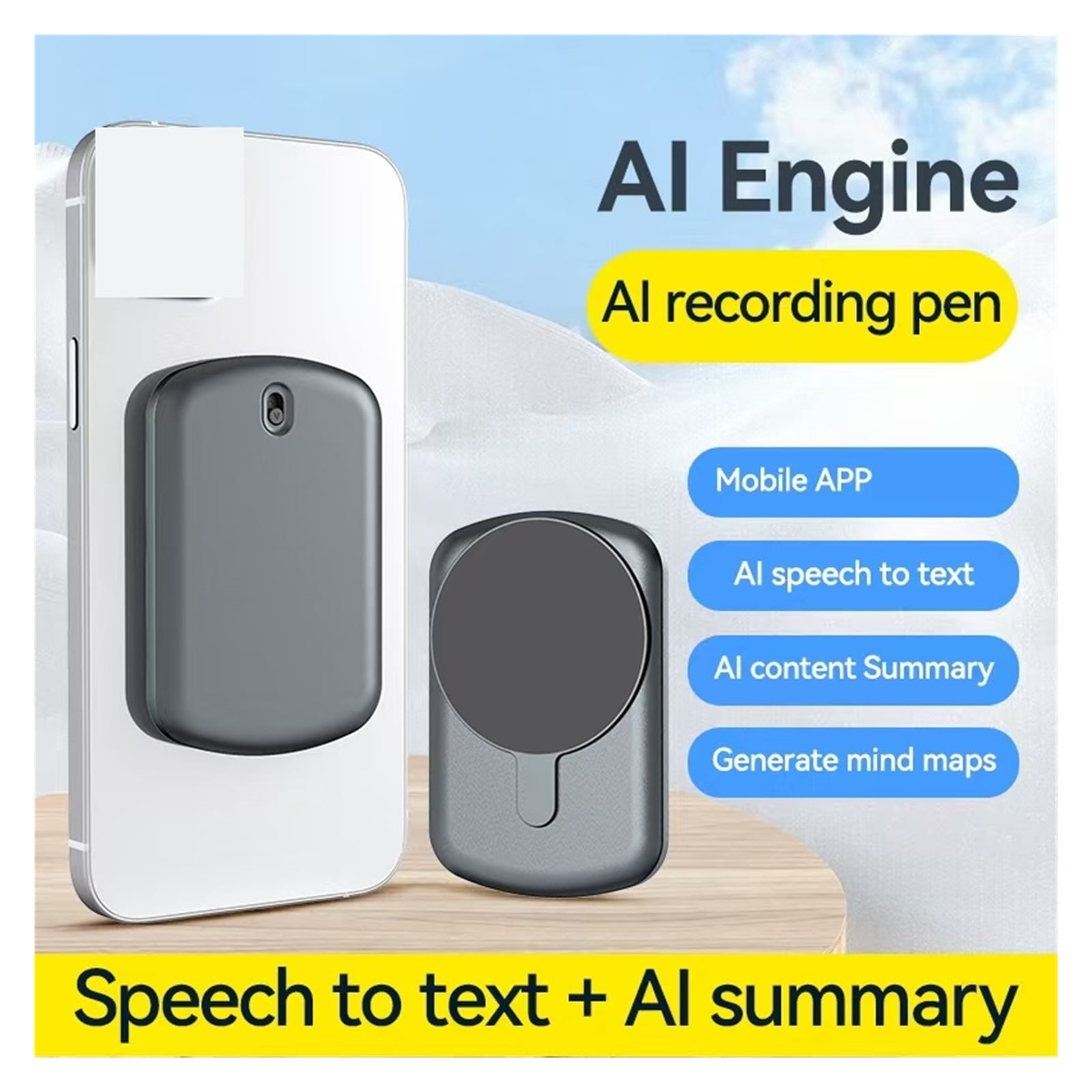 Phone Calls Mini Voice Recorder ControlTranscribe Summarize Translation Dictaphone ,Excellent Sound Quality