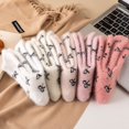 thumbnail image 3 of Women's 3-Pack Fuzzy Crew Socks with Allover Bow Pattern Soft Cozy Knit Winter Sock Set - White, 3 of 3