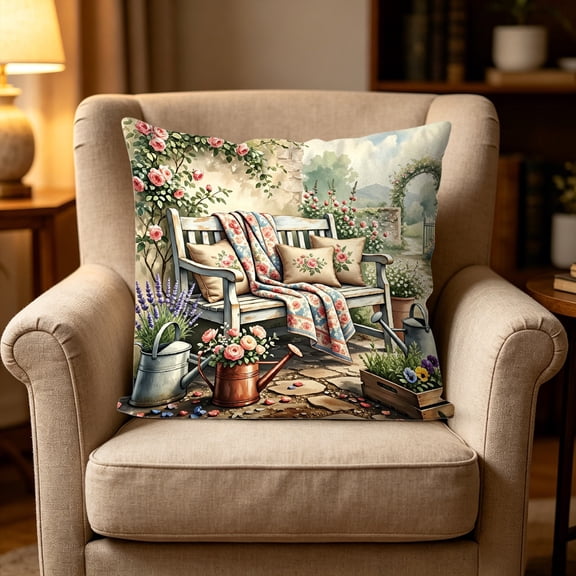 Lzobxe Outdoor Cushion Cover, Fade Resistant Throw Pillow Cover, Decorative Soft Floral and Bird Printed Throw Pillow Covers for Living Room Garden