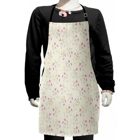 Vintage Kids Apron, Pastel Toned Chestnut Flowers Pattern Nature Art Blossoming, Boys Girls Apron Bib with Adjustable Ties for Cooking Baking Painting, Eggshell Marigold, by Ambesonne