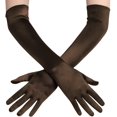 thumbnail image 2 of Long Opera Party 20s Satin Gloves Stretchy Adult Size Elbow Length,Brown, 2 of 4