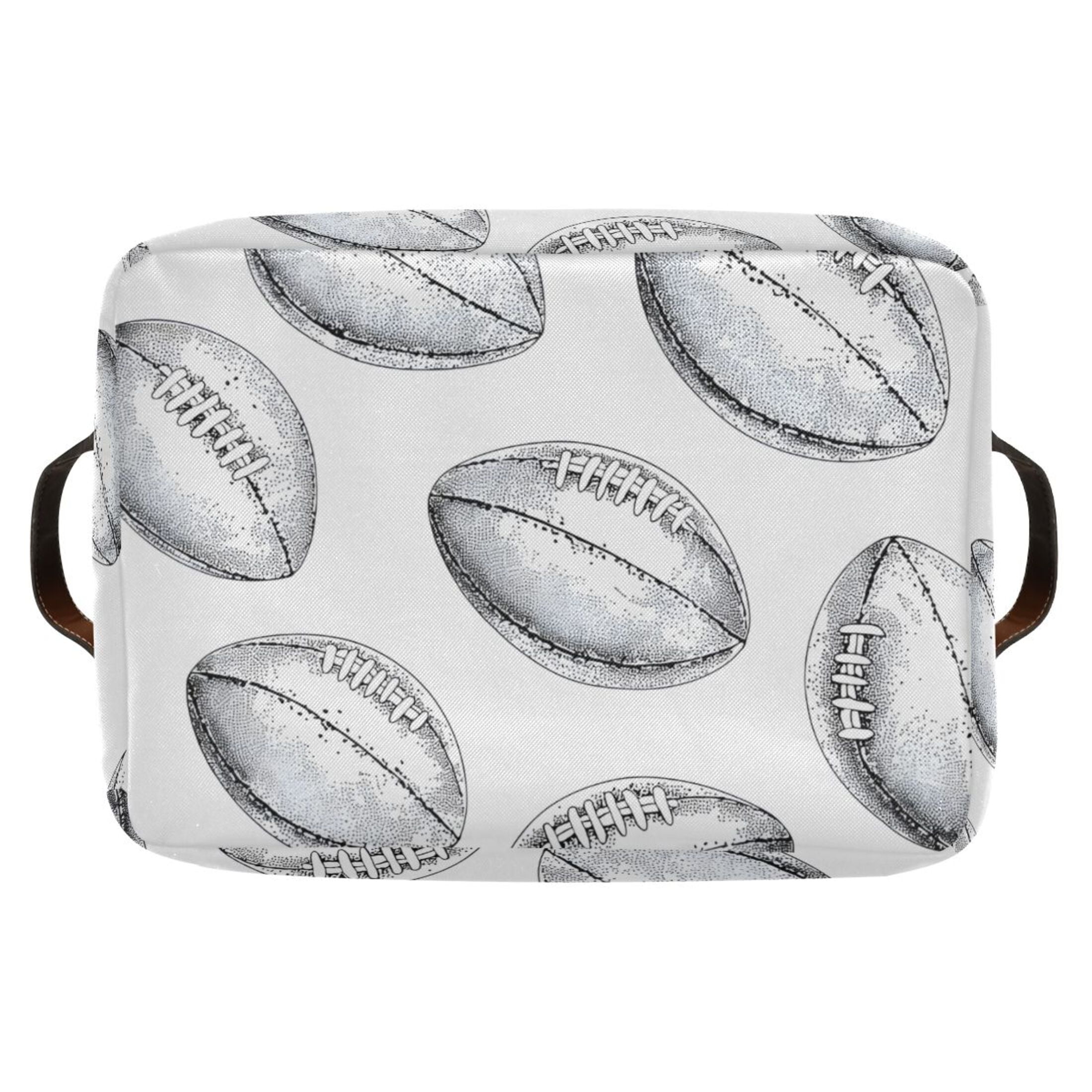 Ryvnso Retro Rugby Football Storage Basket Large Bin Foldable Boxes Toys Organizer 14.2x10.2x8.3in 2 PCs