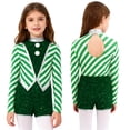 thumbnail image 6 of Aislor Girls Christmas Dance Leotard Striped Sequins Shorts Jumpsuits Santa Elf Clothings Green 8, 6 of 7