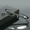 thumbnail image 3 of 1 Pair Mens Rectangular Metal Half Frame Reading Glasses Spring Hinge Black Readers +2.00, 3 of 6
