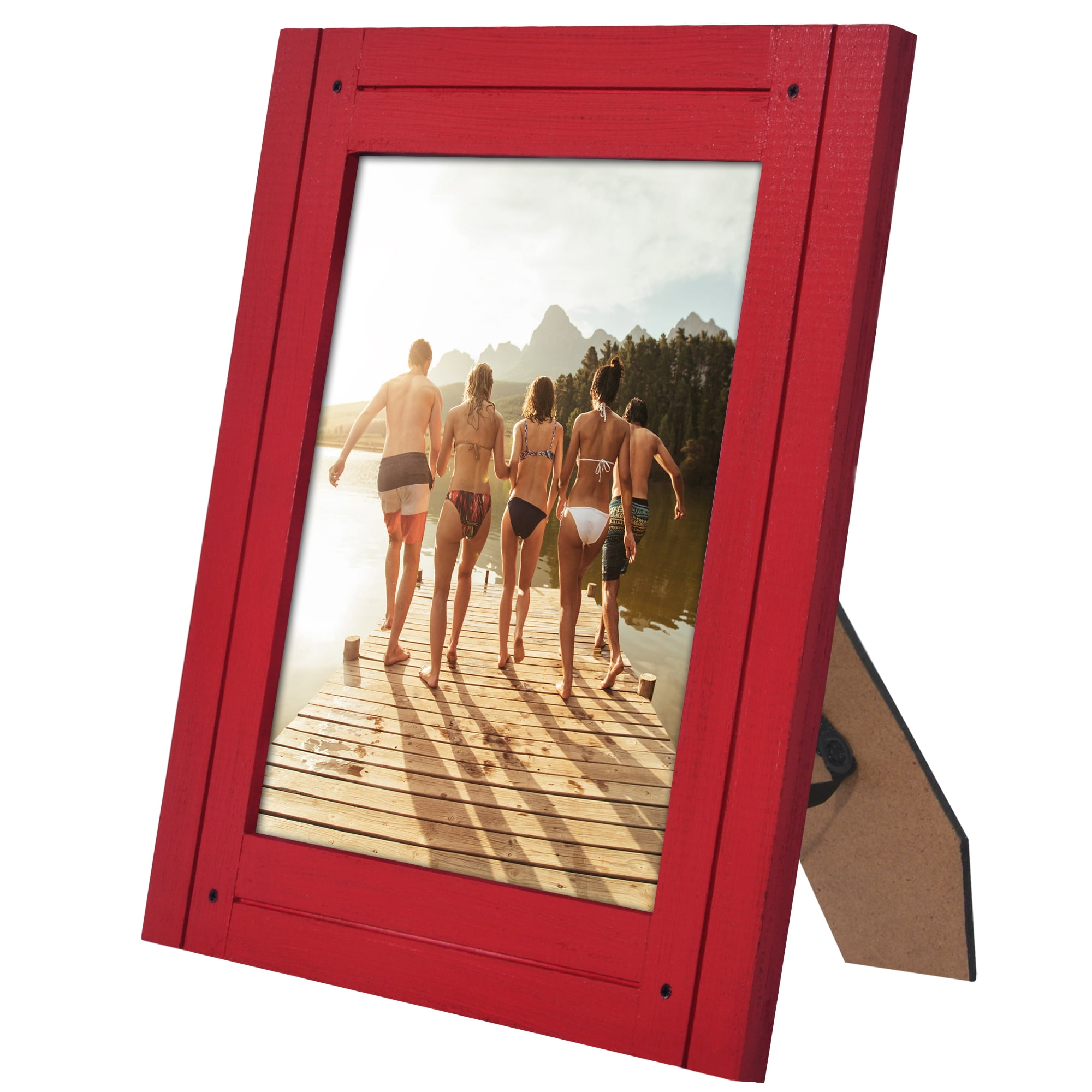 Americanflat 8x10 Picture Frame Polished Crystal Clear Glass Hampton Collection Distressed Frames Wall - Red