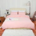 thumbnail image 2 of PiccoCasa 3Pcs Duvet Quilt Cover Set with Pompoms for Queen Bed, Pare Pink, 2 of 6