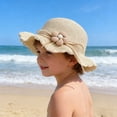 thumbnail image 6 of Hyknon Summer Straw Hat for Kids Girl, Floppy Wide Brim Summer Straw Hats with flower, Foldable UV Protection Cap with Floppy lace, Packable Beach Hats for Vacation Garden Pool Travel, White, 6 of 6
