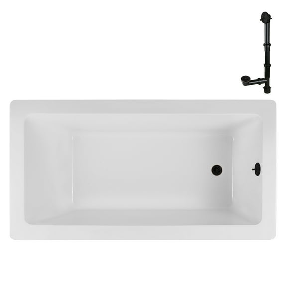 Streamline N-4060-703-ORB 60 in. x 32 in. Acrylic Soaking Drop-In Bathtub in Glossy White, With External Drain in Matte Oil Rubbed Bronze