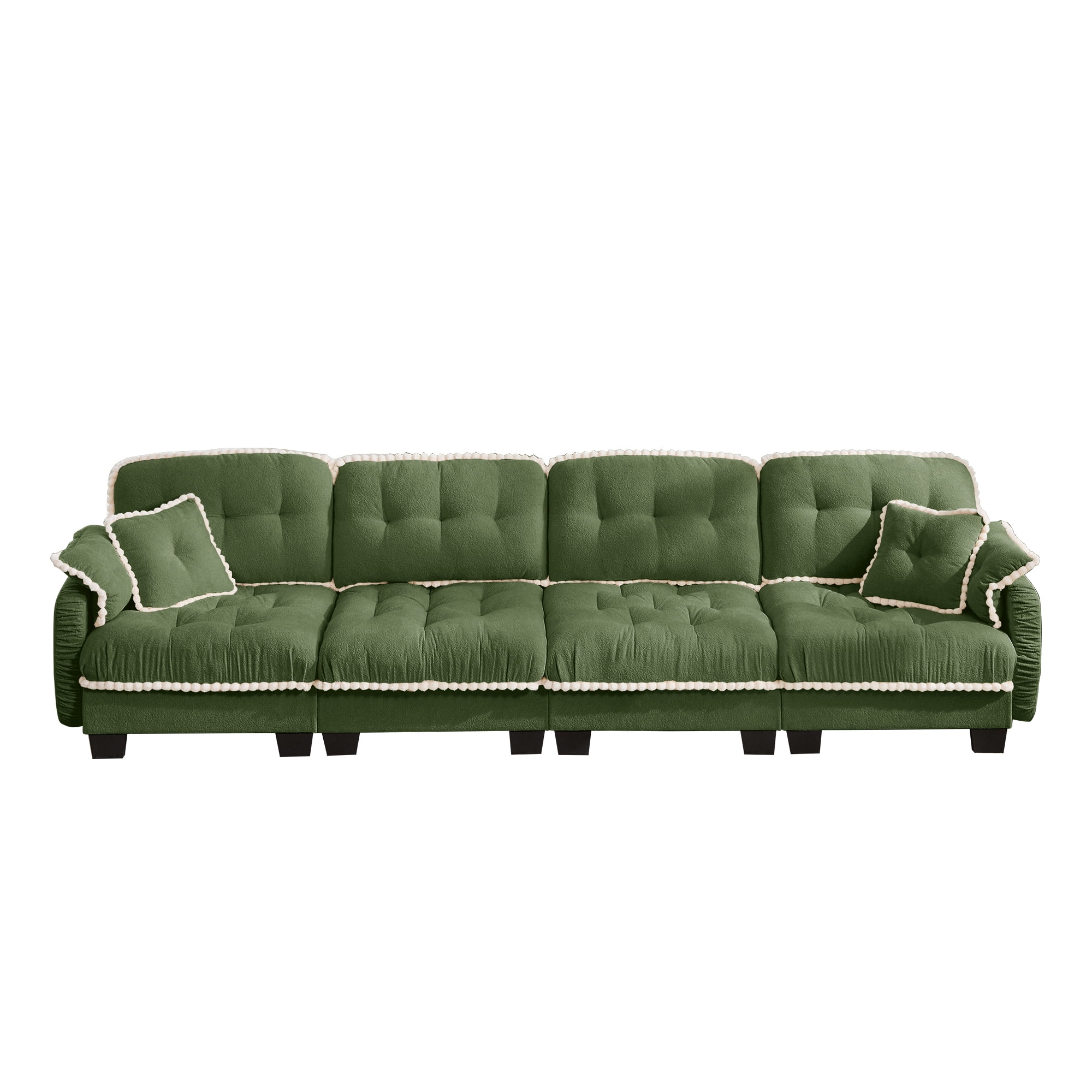 Aenkyo 131.5" Chenille Modular Sectional Sofa, 4-Seater with 23.8" Deep Seats, Green