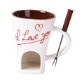 thumbnail image 2 of Taza para fondue de chocolate con tenedor, calentador de queso y mantequillera individual, ideal Blanco, 2 of 9