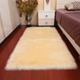 thumbnail image 2 of Soft Fluffy Area Rugs 1.6 x 4.9ft Beige Yellow Shaggy Faux Fur Sheepskin Rug Plush Carpet Bedroom Living Room Chair Cushion, 2 of 7