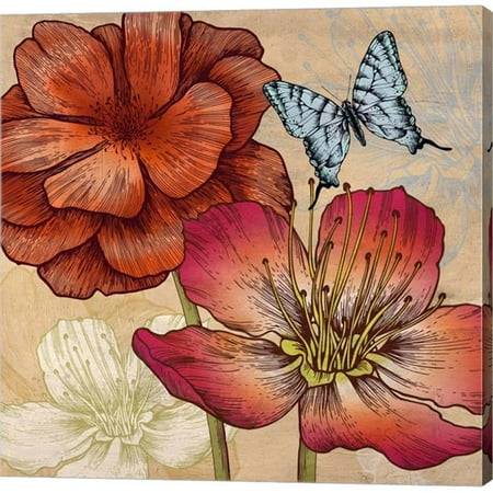 Wall Art Butterflies And Flowers Metaverse C958648-0120000-AAAACMA Flowers & Butterflies by Eve C. Grant Canvas Wall Art - 12 x 12 in. ()