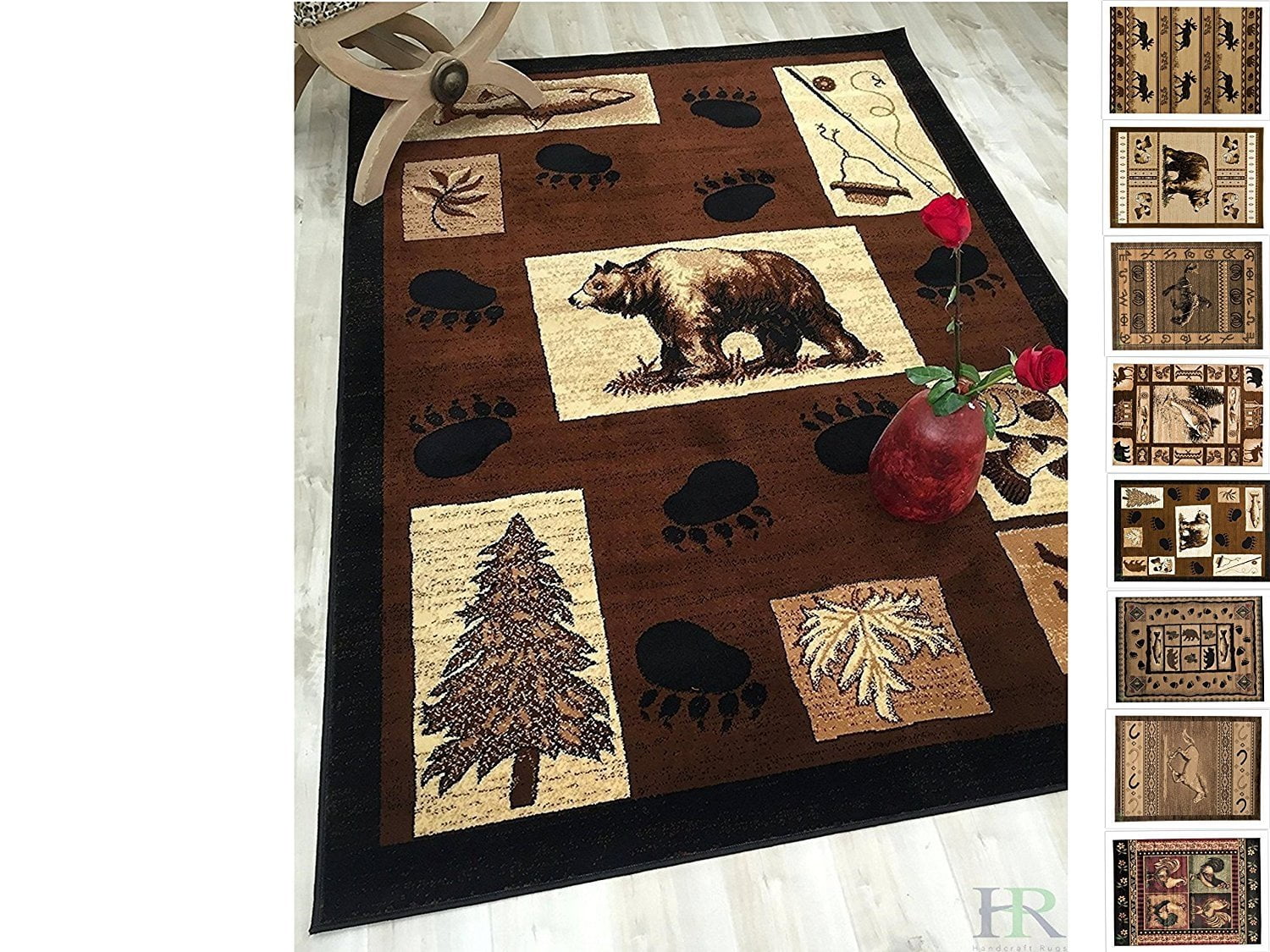Handcraft Rugs Cabin Rug Lodge, Cabin Nature and Animals Area Rug Modern Geometric Design