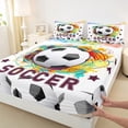 thumbnail image 3 of Feelyou Modern Football Gaming Queen Sheet Sets for Boy, Black White Honeycomb Flat Sheet, Cartoon Sport Theme Queen Fitted Sheet, Super Cozy Room Decor, 4 Pieces, 3 of 7