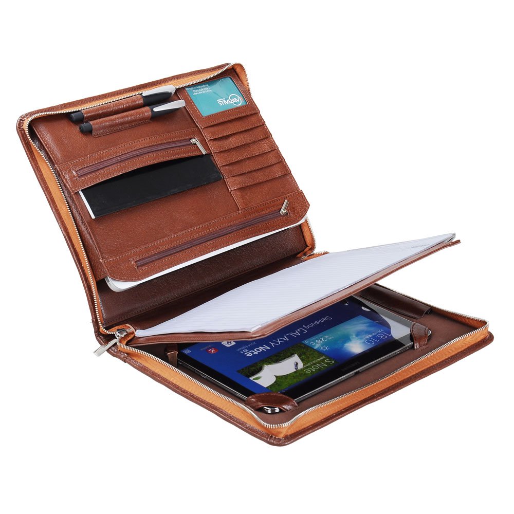 Leather Organizer Padfolio with Handle and Pouch, for Samsung Galaxy
