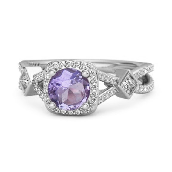 Mooneye Vintage 1.93 Ctw Amethyst 925 Sterling Silver Split Shank Women Valentines Day Gifts Ring