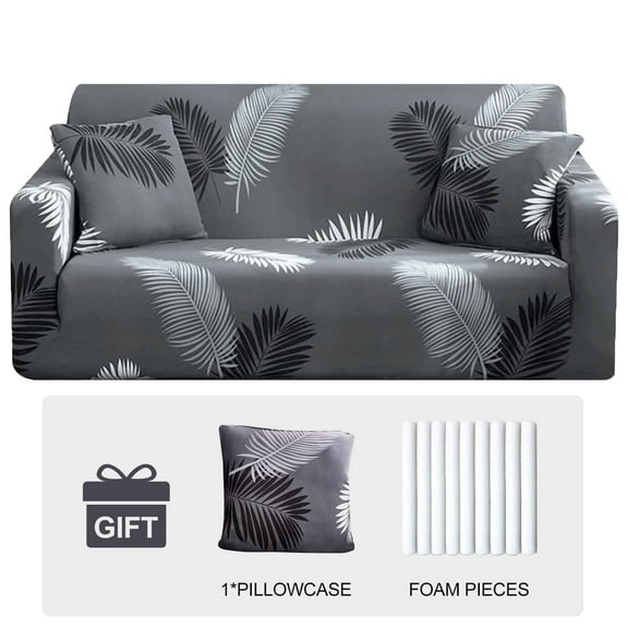 TIFEE Stretch Sofa Printed Elastic Polyester Slipcover, Black Feather
