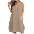 thumbnail image 1 of Moda mujer Casual Sexy cuello redondo vestidos sólidos bolsillos de verano vestido sin mangas Fridja  hj1889, 1 of 7
