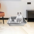 thumbnail image 1 of Caja de arena para gatos, arenero de acero inoxidable, arenero, orinal con parte superior abierta, suministros de metal para gatos de interior,, 1 of 8
