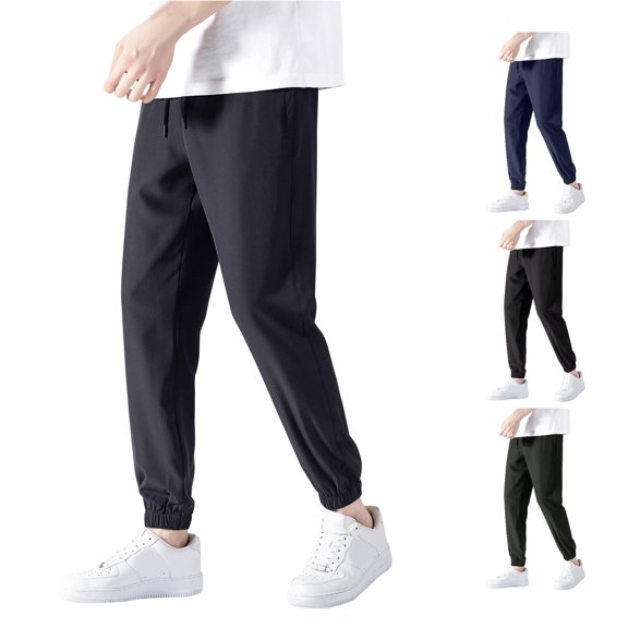 Hauaitttt Mens Guard Pants Loose Ice Silk Solid Sports Leggings Flat Front Pants Mens Big and Tall Little Fuzzy Mens Scrub Pants with Pockets Trousers Men 10 M Loose Pants with 6 Men Men's Open Leg