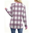 thumbnail image 4 of YUGYXL Trendy Plaid Shirts for Women Long Sleeve Crewneck Fall Graphic Pullover Top Lightweight Casual Soft Sweatshirt Pink XXL, 4 of 8