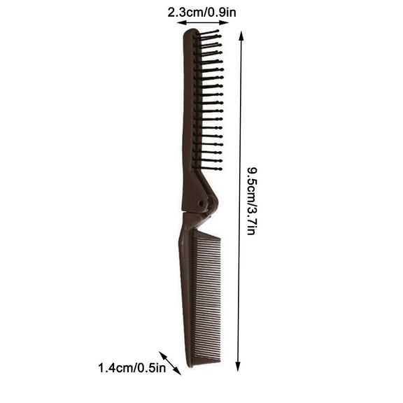 Beauty Clearance Under $5 Travel Portable Folding Dual Comb Wholesale Folding Hairdressing Portable Comb Makeup Comb Straight Curly Dual Comb New Coffee