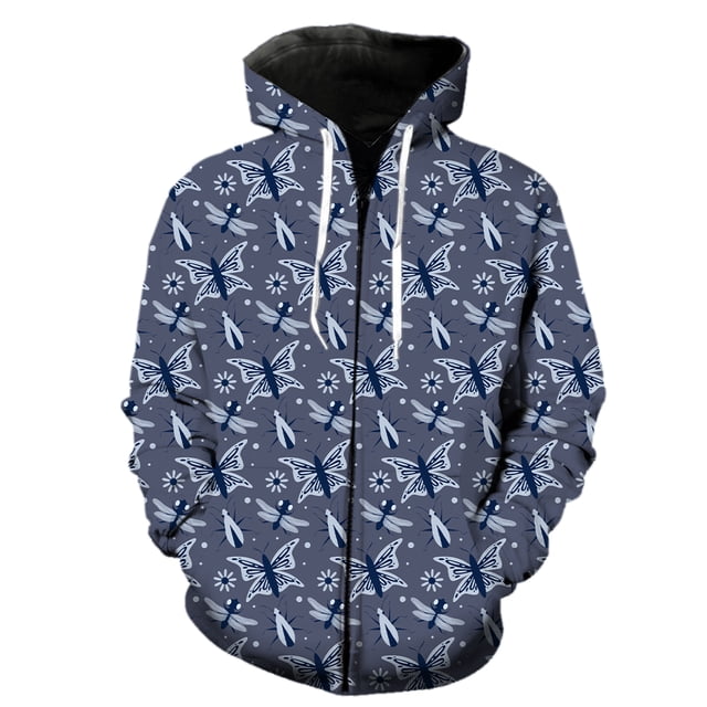 Sudadera con capucha y cremallera de mariposa de dibujos animados para hombre, sudaderas de manga larga, gran oferta de primavera 2024, chaquetas con capucha, estilo Harajuku, hip hop, para adolescent