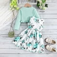 thumbnail image 4 of Gelikeya Toddler Dress and Cardigan Girl Cute Floral Print Sleeveless Sundress Long Sleeve Jackets Coat Sets 2-8Y (Z07 Mint Green, 4-5 Years), 4 of 8