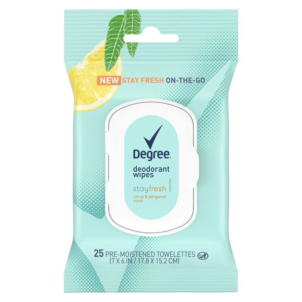 Degree Stay Fresh OnTheGo Deodorant Wipes Citrus and Bergamot 25ct
