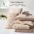 thumbnail image 4 of Davulos Full Size Comforter Set Khaki，7 Pieces Chic Bedding Sets Soft Bed in a Bag for All Seasons, 4 of 8
