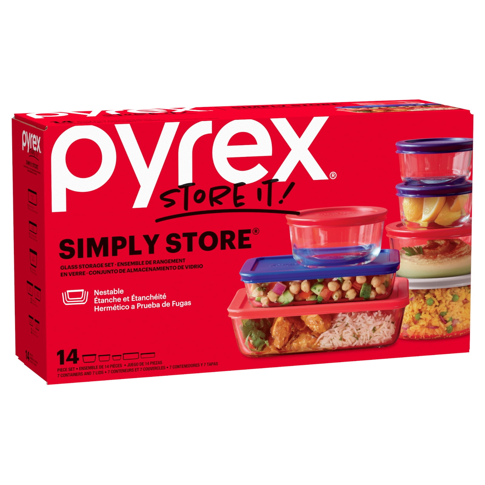  Pyrex Easy Grab 14-Piece Glass Baking Dish Set with Lids, Glass  Food Storage Containers Set, Non-Toxic, BPA-Free Lids, Bakeware Set: Home &  Kitchen