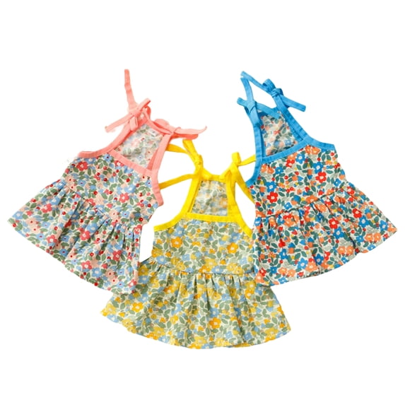 shenmeida Dog Dress Flower Print Holiday Outfits Party Doggie Cotton Skirts Dog Clothes Dresses for Small Medium Dogs Apparel