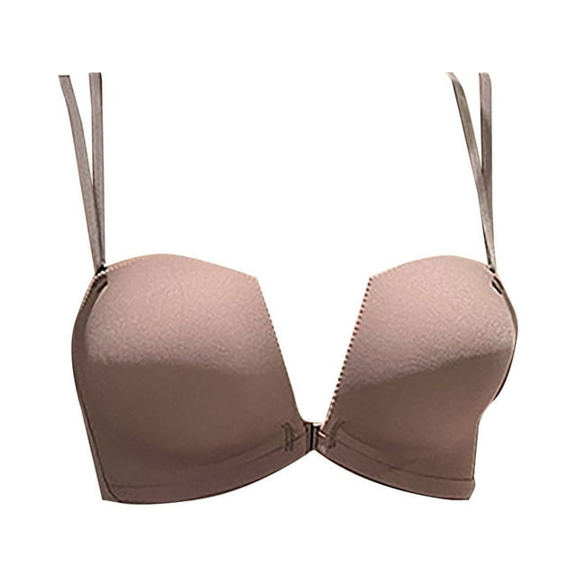 Aayomet Bralettes for Women Plus Size Small Bust Anti Sagging Seamless Beautiful Back Wire Lightweight Summer Bra (Coffee, B)