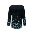 thumbnail image 4 of Kiapeise Womens Casual Long Sleeve Tops Flower Printing Front Button up Tunic Tops Shirts Blouse, 4 of 8