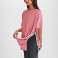 thumbnail image 4 of Timegard Hauts pour Femmes Col Rond Manches Courtes Boutons Latéraux Couleur Unie Confortable Décontracté Blouse Ample Haut, 4 of 8