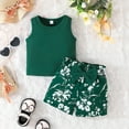 thumbnail image 2 of XZNPDUCQ Toddler Girls Summer Outfit Lion Embroidered Short Sleeve T-Shirt Tops Pockets Shorts Set Casual Elastic Shorts 2Pcs Summer 2Pcs T Shorts Set Dailywear Green，9-12 Months, 2 of 3
