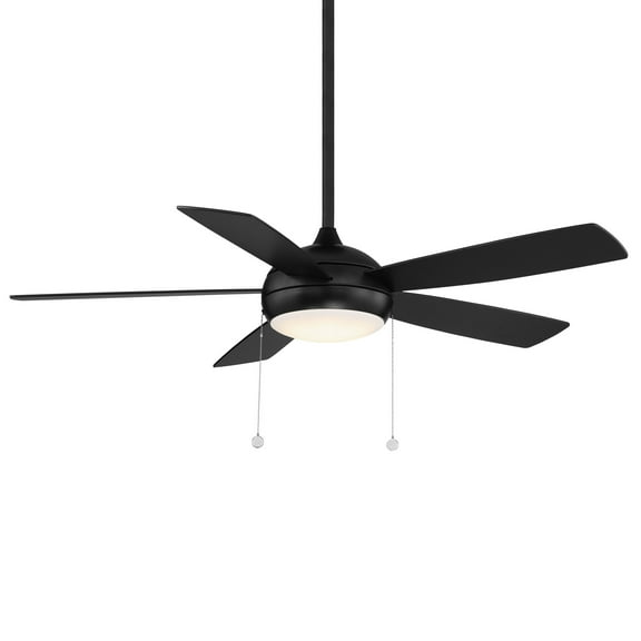 Disc II 5-Blade Energy Star Pull Chain Memory Ceiling Fan 52in Matte Black with 3000K Dimmable LED Light Kit