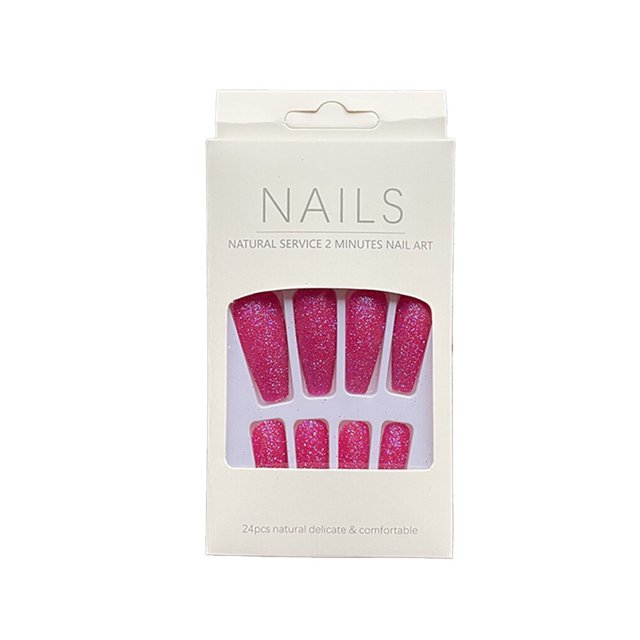 ZheElen 1 Set French Tip Press on Nails Solid Color Extra Long Artificial Detachable Full Cover Salon DIY Manicure Kit for Girls Type 2