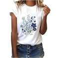 thumbnail image 4 of GaThRRgYP Summer Tops,Womens Plus Size Tops Short Sleeve,Summer Women's Fashion Floral Plant Print Female Round Neck Loose T-Shirt, 4 of 9