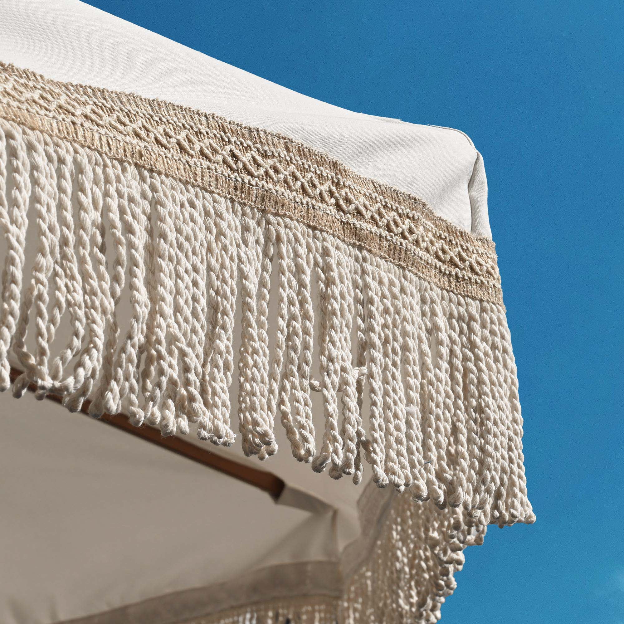 LAGarden BOHO 9' Fringe Patio Umbrella with Tassels UPF50+ Boho Style 5-Year-Non-Fading for Outdoor Yard Market Ivony Xchevron