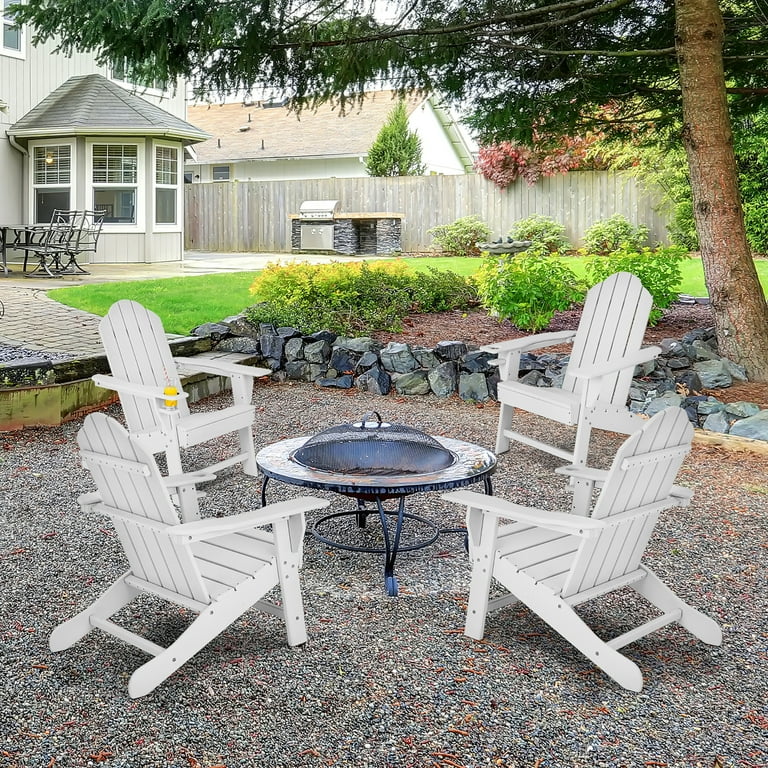 Tavolino Da Esterno Adirondack A 2 Ripiani – Resistente Alle Intemperie, 42,9 Cm, In Polistirolo Con Effetto Legno, Bianco, Per Giardino E Piscina - 4