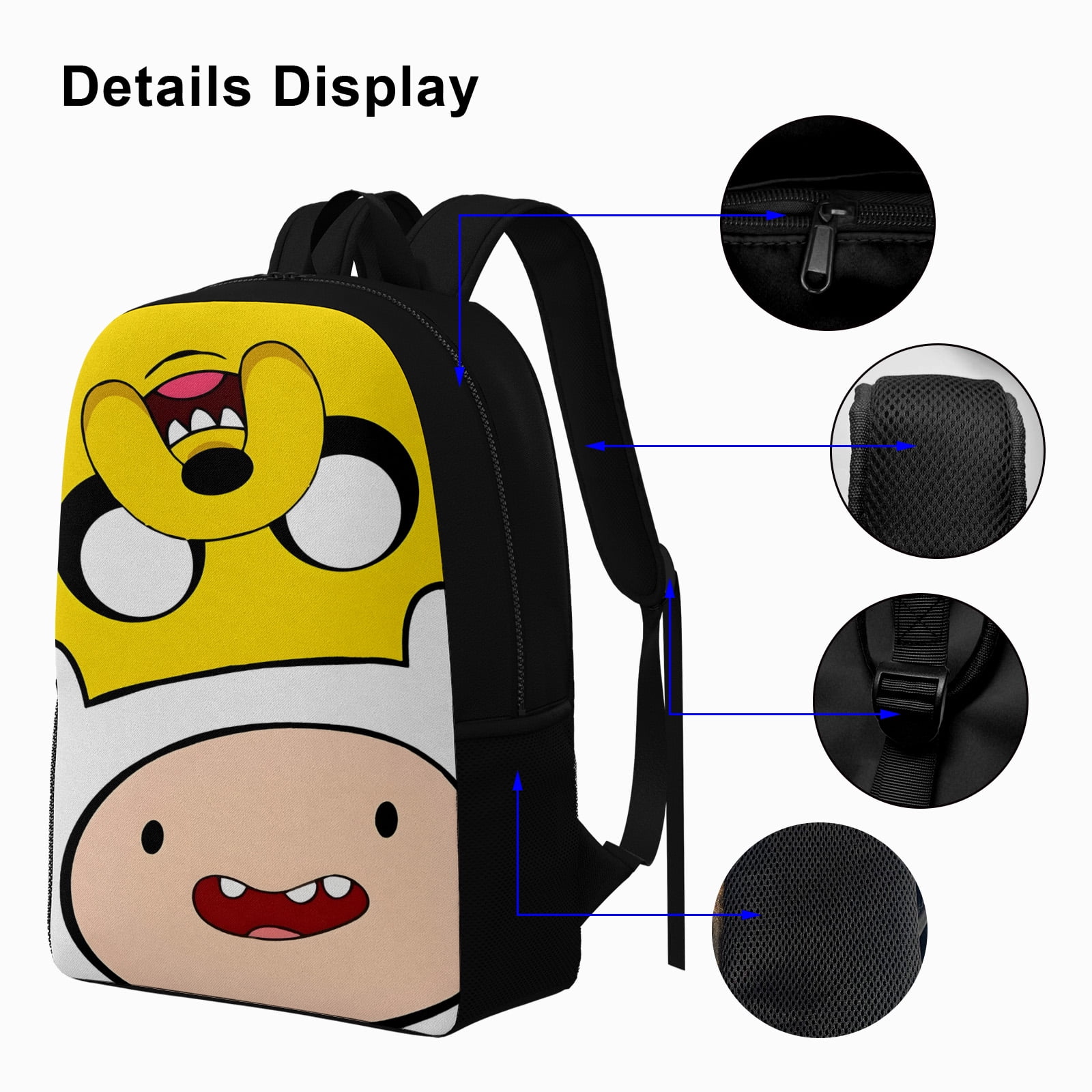 17in Adventure Time Graphic Laptop Backpack for Women Men, Computer Bag Casual Large Daypack for Work Trip