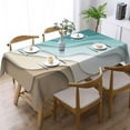 thumbnail image 2 of Turquoise Brown Cream Gradient Rectangle Tablecloth Abstract Beach Theme Ocean Table Cloth Dining Table Cover for Home Kitchen Restaurant Party Buffet Picnic 60 x 84 Inch, 2 of 6