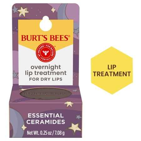 Burt's Bees Overnight Lip Treatment for Dry Lips, with Essential Ceramides, 0.25 oz.