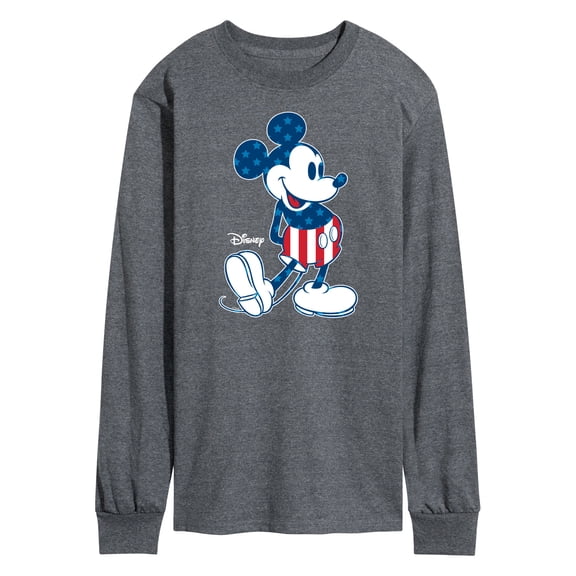 Disney - Mickey Flag Pattern Men's Long Sleeve Graphic T-Shirt