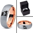 thumbnail image 4 of Tungsten Missouri Show Me State Heart Band Ring 7mm Men Women Comfort Fit 18k Rose Gold Dome Brushed Gray Polished, 4 of 4