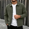 thumbnail image 2 of Men's Corduroy Jacket Lapel Collar Full Zip Up Long Sleeve Casual Coat Classic Textured Outerwear with Pockets, 2 of 9