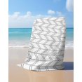 thumbnail image 4 of Boho Gray Beach Towels Oversized Super Absorbent, White Chevron Stripes Abstract Geometric Lightweight Bath Towel Quick Dry Sets For Bathroom/Pool/Rv Camping/Beach Play/Gym Room/Picnic 30"x60", 4 of 8