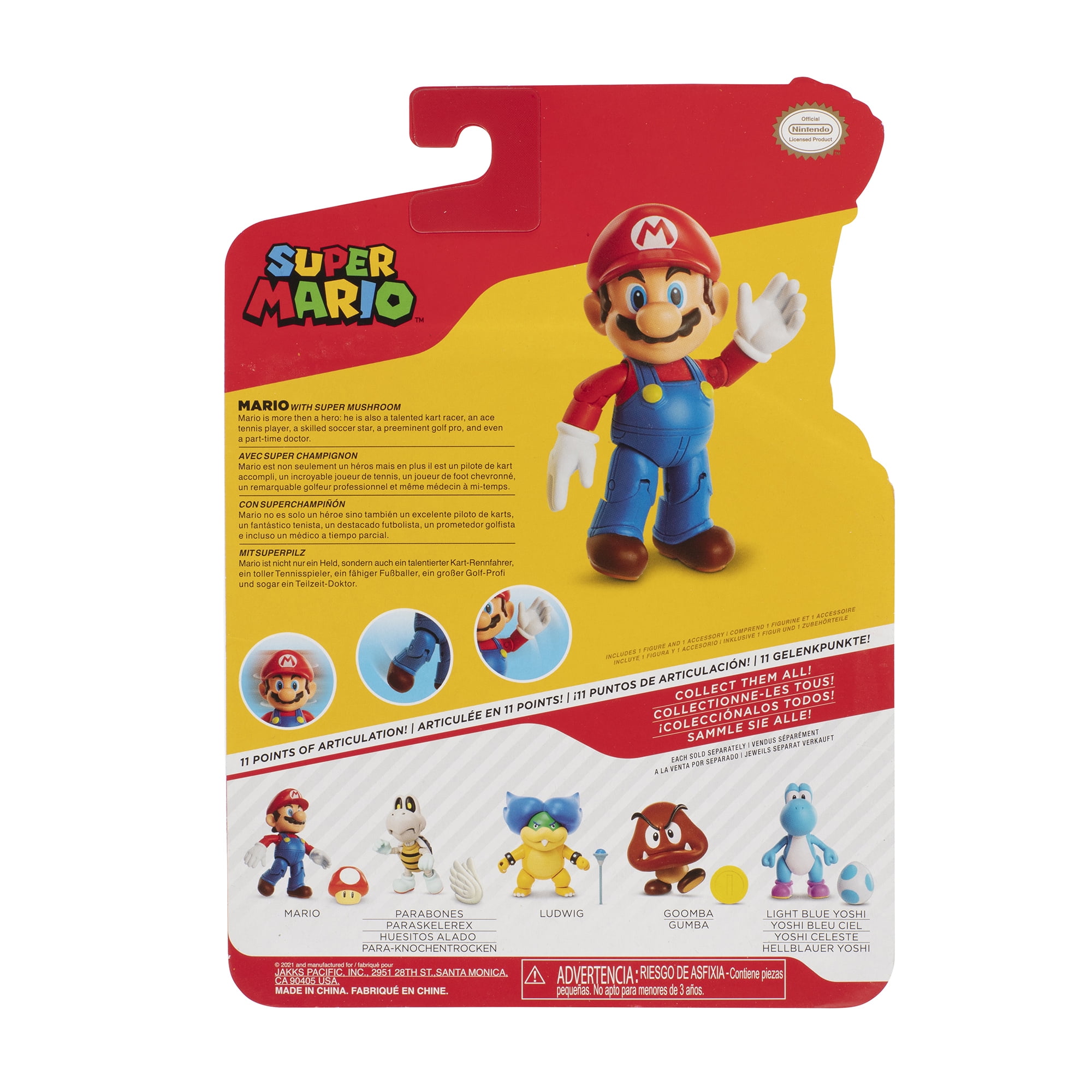 Nintendo Super Mario 4 inch Mario Action Figure with Red Power up -  