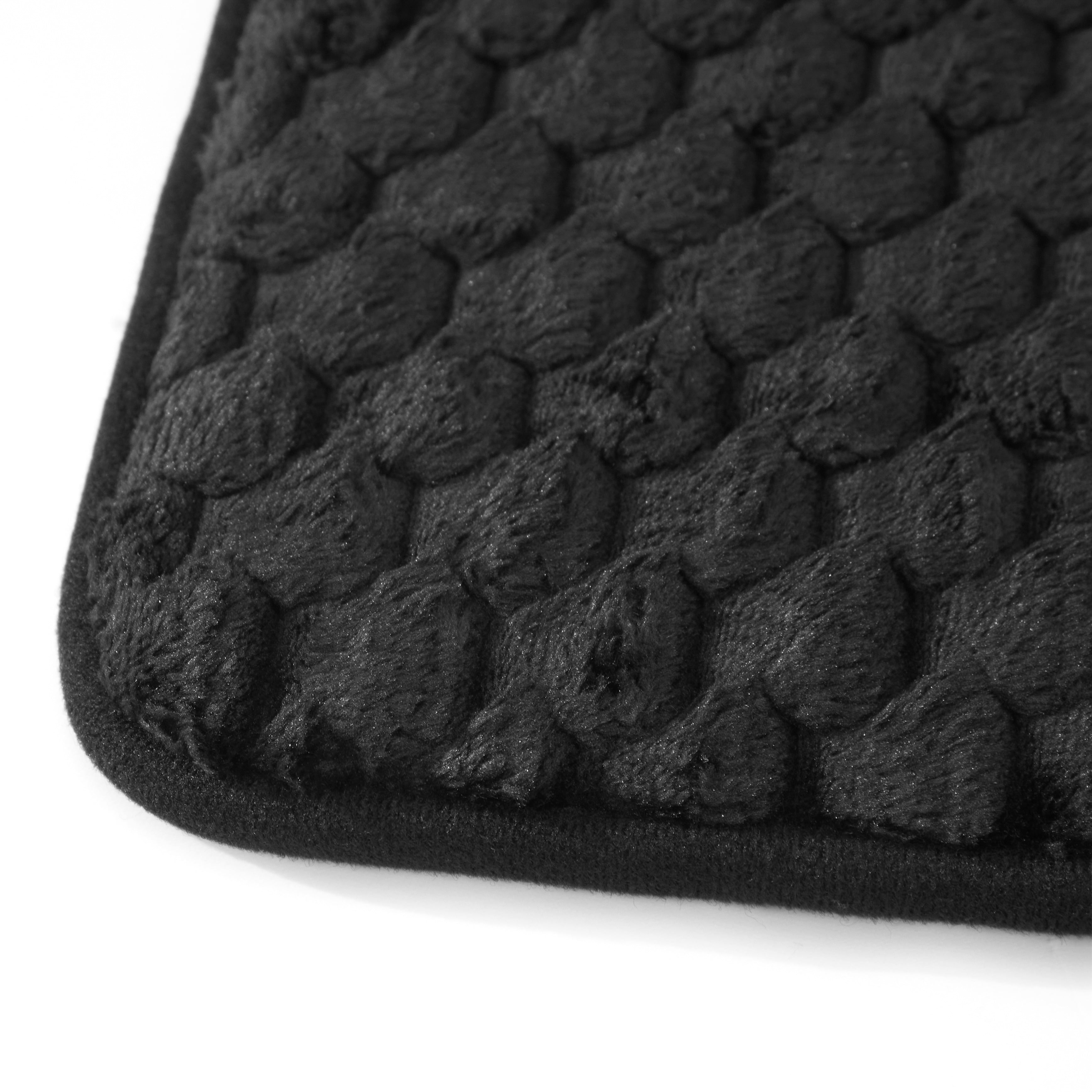 Mainstays Bubble Tile 2-Piece Memory Foam Bath Rug Set, Black, 17 in x 24 in & 20 in x 30 in